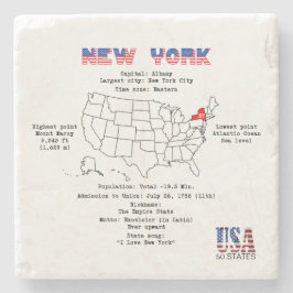 New York American Staat auf einer Karte und nützli Steinuntersetzer