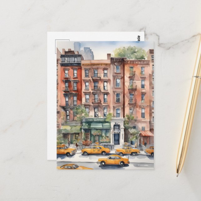 New York Aqucolor Art Postkarte (Vorderseite/Rückseite Beispiel)