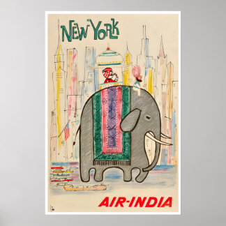 New York Art Indien Reiseplakat New Yorker Druck Poster