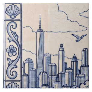 New York Azulejo-Muralfliese 3 von 6 Mitte links Fliese