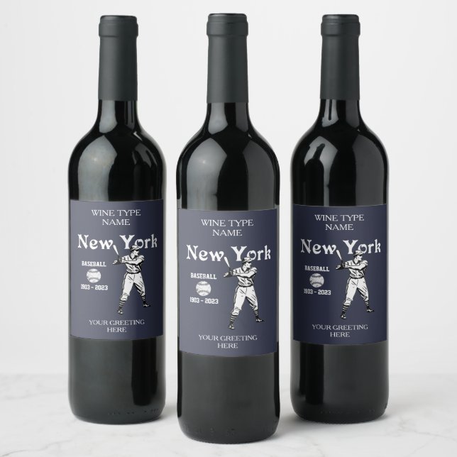 New York Baseball 2023 Retro Weinetikett (Flaschen)