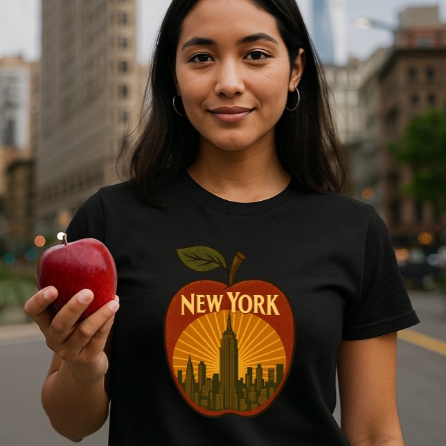 New York Big Apple Retro Art Deco T-Shirt (Von Creator hochgeladen)