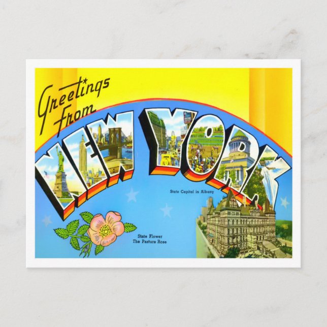 New York Big Letters Postcard Postkarte (Vorderseite)