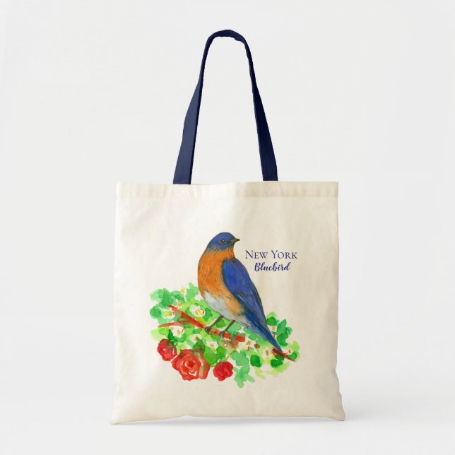 New York Bluebird-Rote Rosen Tragetasche (Vorne)