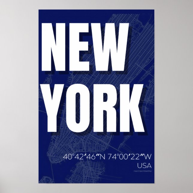 New York Blueprint City Map Poster Minimal (Vorne)