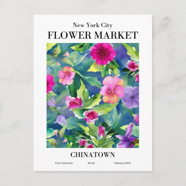 New York Blume Market, Chinatown Postcard Postkarte (Vorderseite)