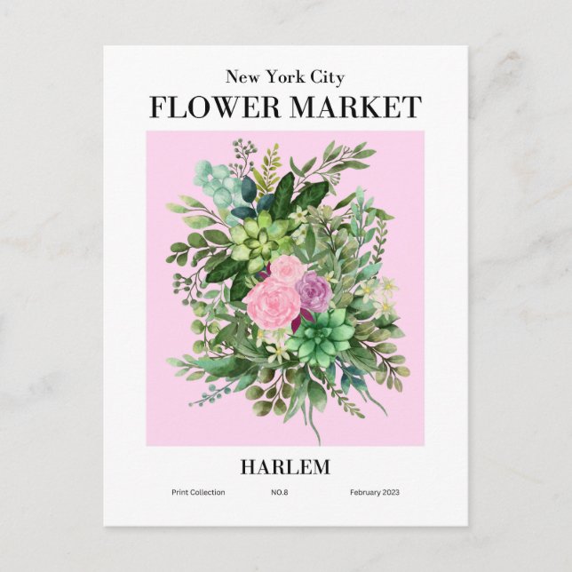 New York Blume Market, Harlem Postcard Postkarte (Vorderseite)