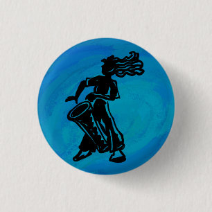 New York Boogie Nights Drum Blue Button