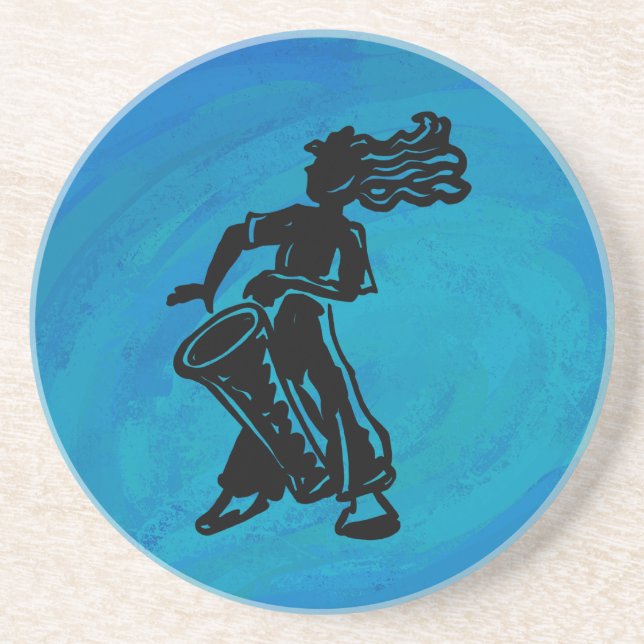 New York Boogie Nights Drum Blue Getränkeuntersetzer (Vorne)