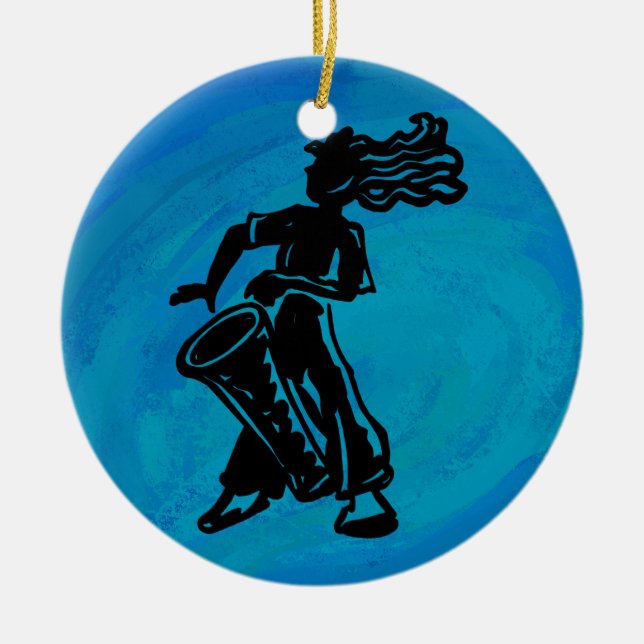 New York Boogie Nights Drum Blue Keramik Ornament (Vorne)