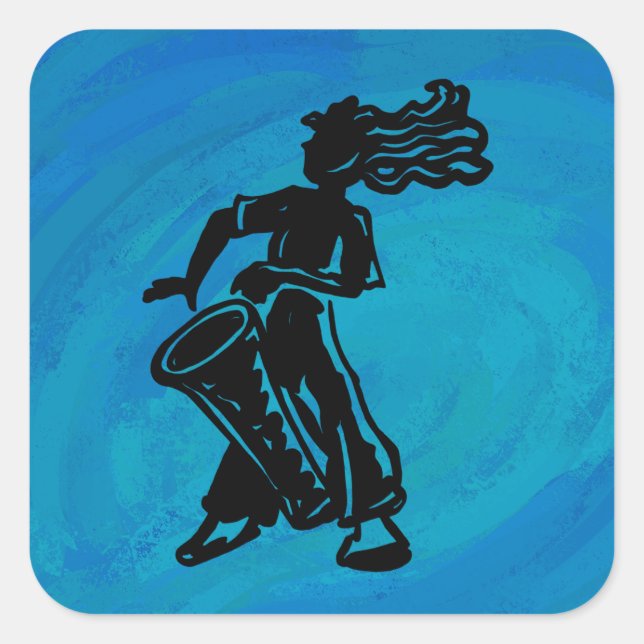 New York Boogie Nights Drum Blue Quadratischer Aufkleber (Vorderseite)