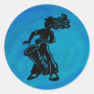 New York Boogie Nights Drum Blue Runder Aufkleber