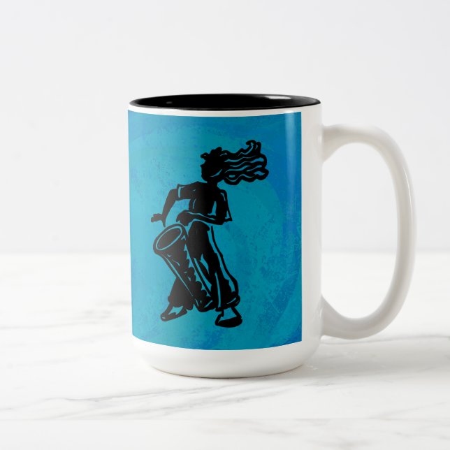 New York Boogie Nights Drum Blue Zweifarbige Tasse (Rechts)