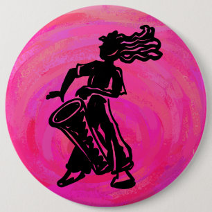 New York Boogie Nights Drum Hot Pink Button