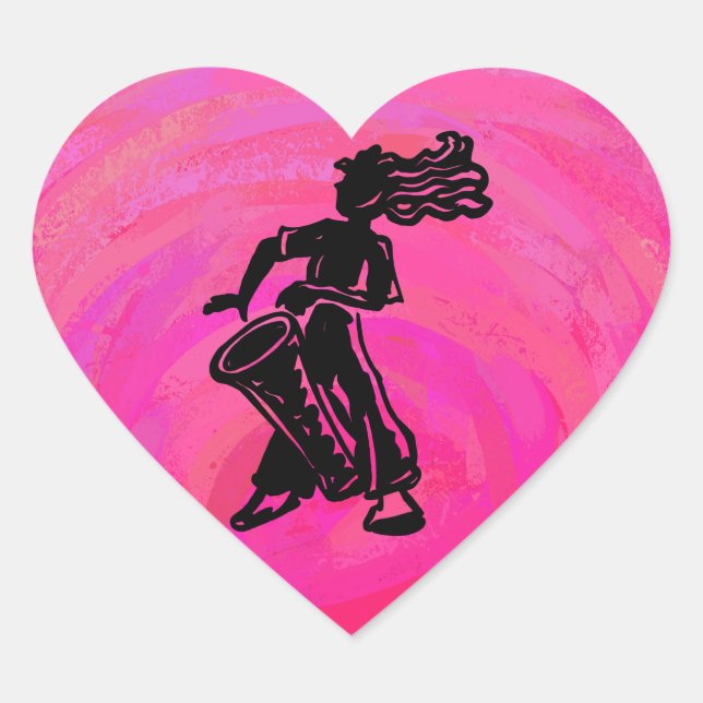 New York Boogie Nights Drum Hot Pink Herz-Aufkleber (Vorderseite)