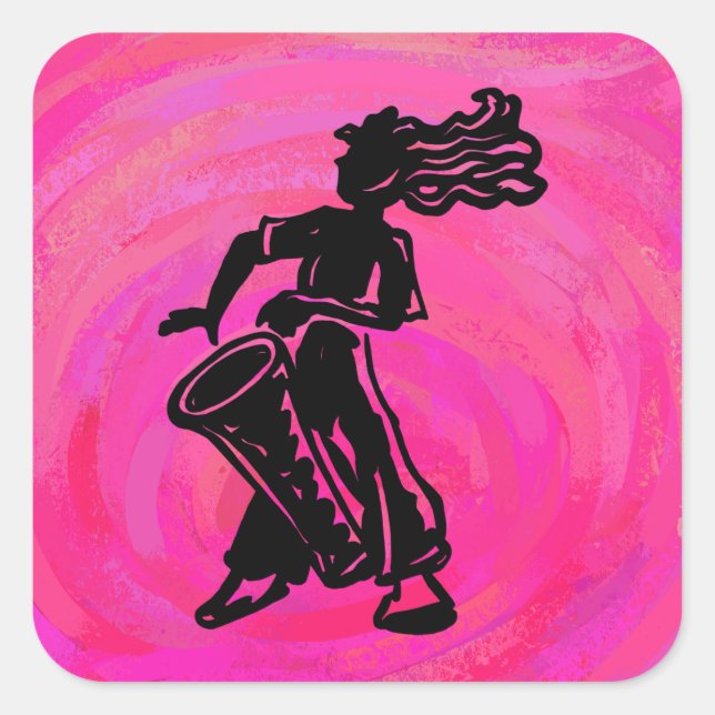 New York Boogie Nights Drum Hot Pink Quadratischer Aufkleber (Vorderseite)