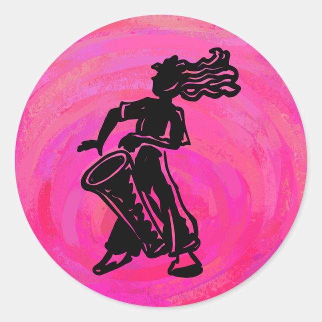 New York Boogie Nights Drum Hot Pink Runder Aufkleber (Vorderseite)