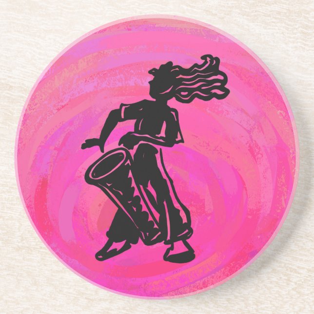 New York Boogie Nights Drum Hot Pink Sandstein Untersetzer (Vorne)
