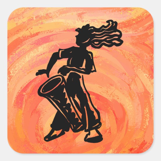 New York Boogie Nights Drum Orange Quadratischer Aufkleber (Vorderseite)