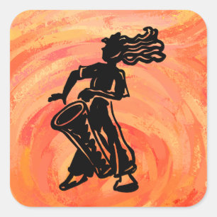New York Boogie Nights Drum Orange Quadratischer Aufkleber
