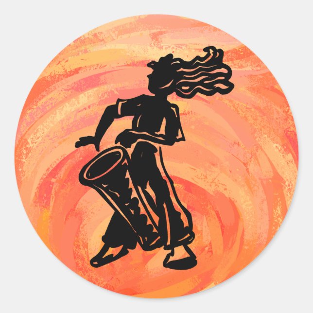 New York Boogie Nights Drum Orange Runder Aufkleber (Vorderseite)
