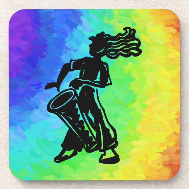 New York Boogie Nights Drum Rainbow Getränkeuntersetzer (Vorderseite)