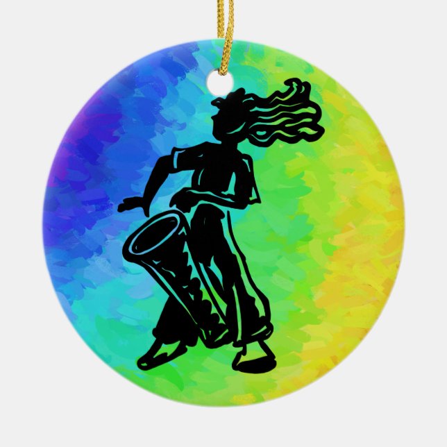 New York Boogie Nights Drum Rainbow Keramikornament (Vorne)