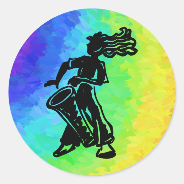 New York Boogie Nights Drum Rainbow Runder Aufkleber (Vorderseite)
