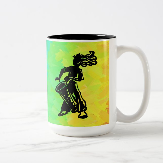 New York Boogie Nights Drum Rainbow Zweifarbige Tasse (Rechts)