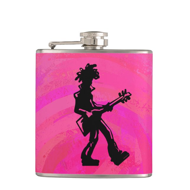 New York Boogie Nights Gitarre Hot Pink Flachmann (Vorderseite)