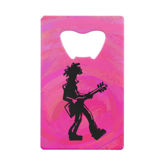 New York Boogie Nights Gitarre Hot Pink Geldkarten Flaschenöffner (Rückseite)