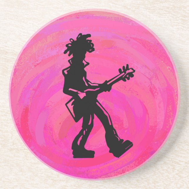 New York Boogie Nights Gitarre Hot Pink Getränkeuntersetzer (Vorne)
