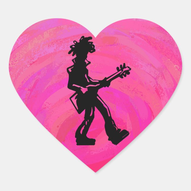 New York Boogie Nights Gitarre Hot Pink Herz-Aufkleber (Vorderseite)