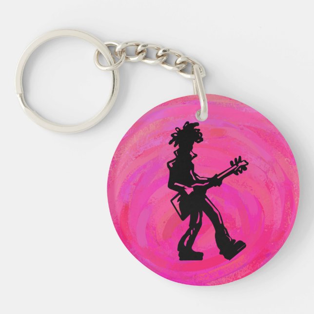 New York Boogie Nights Gitarre Hot Pink Schlüsselanhänger (Vorderseite)