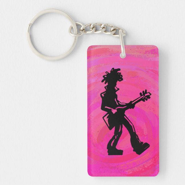 New York Boogie Nights Gitarre Hot Pink Schlüsselanhänger (Vorderseite)