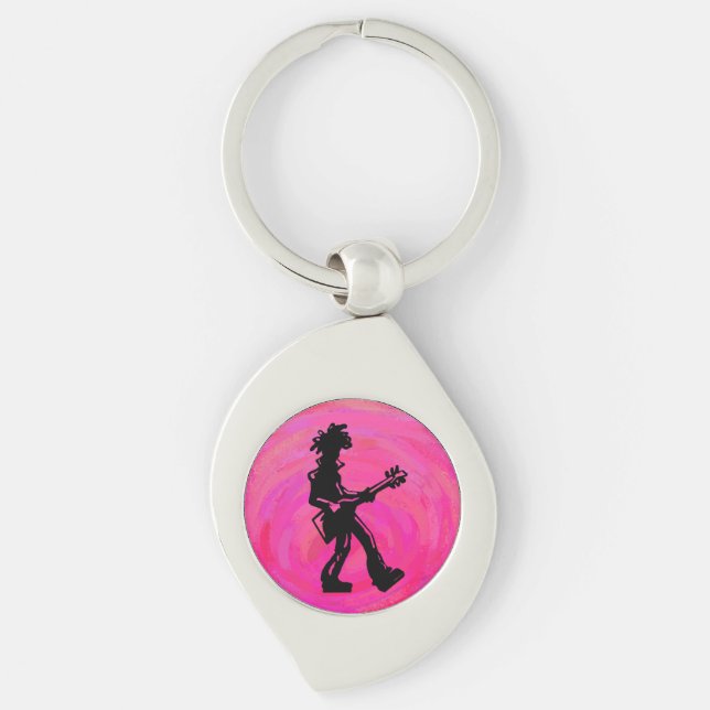New York Boogie Nights Gitarre Hot Pink Schlüsselanhänger (Vorderseite)