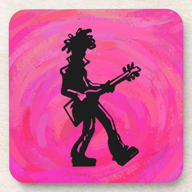 New York Boogie Nights Gitarre Hot Pink Untersetzer (Vorderseite)