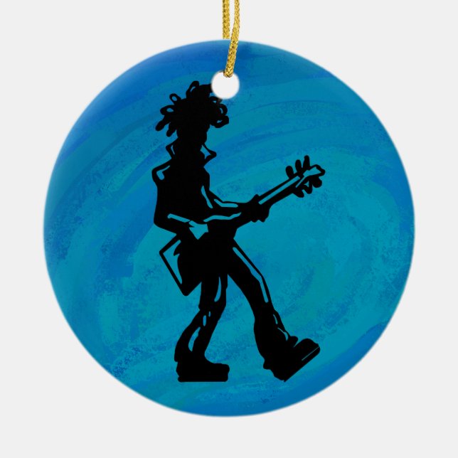 New York Boogie Nights Guitar Blue Keramik Ornament (Vorne)