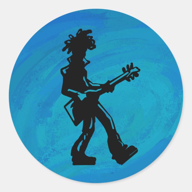New York Boogie Nights Guitar Blue Runder Aufkleber (Vorderseite)