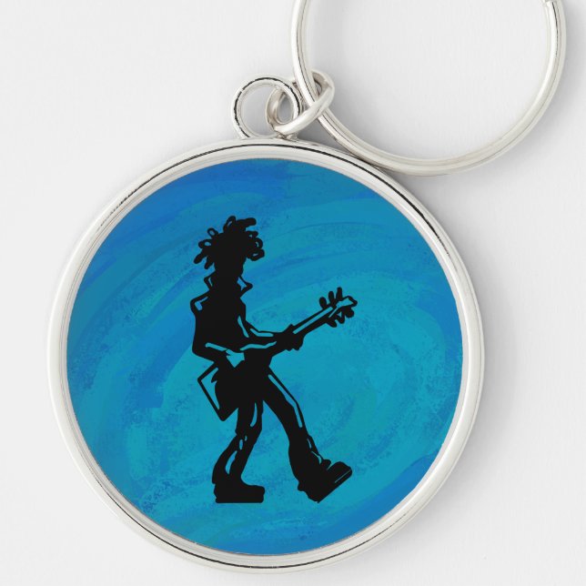 New York Boogie Nights Guitar Blue Schlüsselanhänger (Vorne)