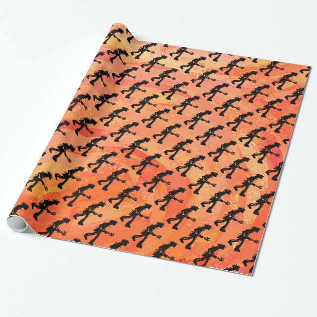 New York Boogie Nights Guitar Orange Geschenkpapier (Ungerollt)