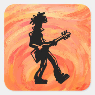 New York Boogie Nights Guitar Orange Quadratischer Aufkleber