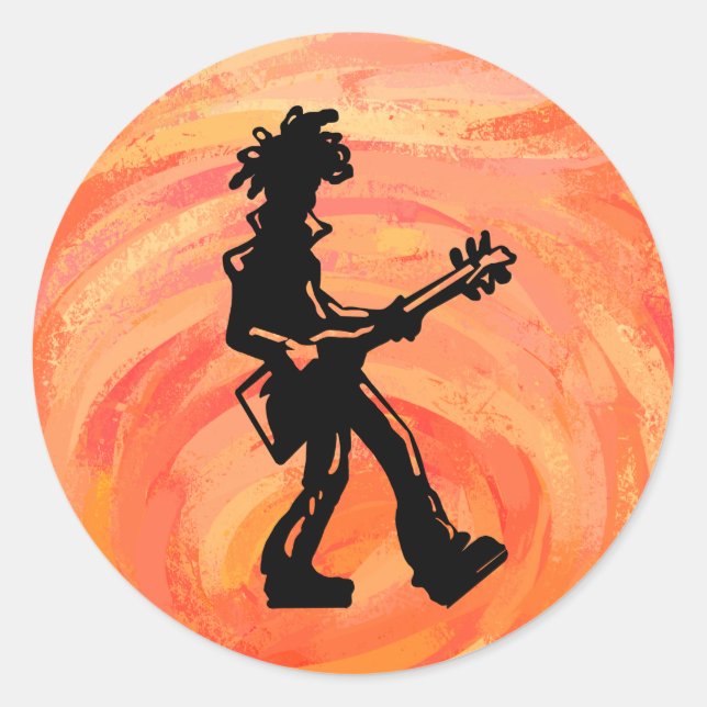 New York Boogie Nights Guitar Orange Runder Aufkleber (Vorderseite)
