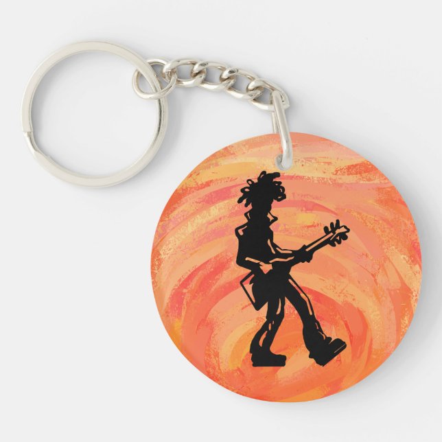 New York Boogie Nights Guitar Orange Schlüsselanhänger (Vorderseite)