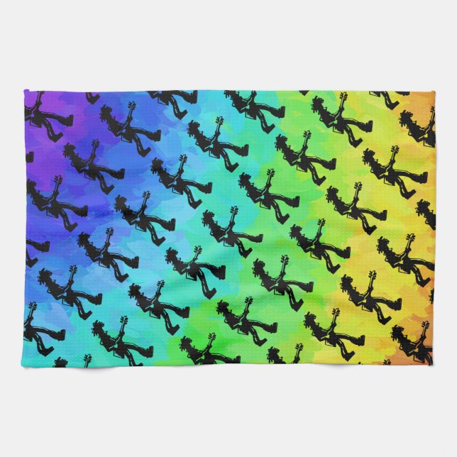 New York Boogie Nights Guitar Rainbow Handtuch (Horizontal)
