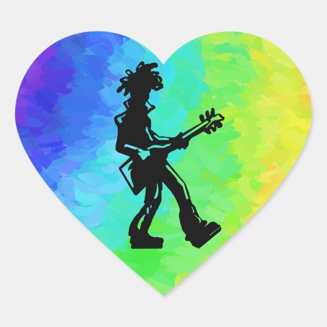 New York Boogie Nights Guitar Rainbow Herz-Aufkleber (Vorderseite)