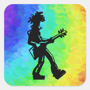 New York Boogie Nights Guitar Rainbow Quadratischer Aufkleber