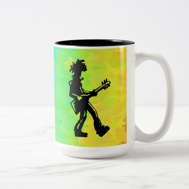 New York Boogie Nights Guitar Rainbow Zweifarbige Tasse (Rechts)