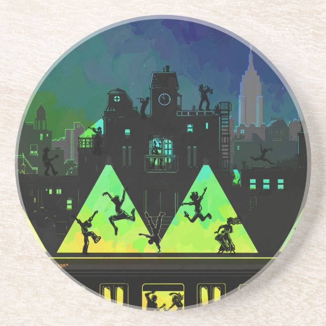 New York Boogie Nights Sandstein Untersetzer (Vorne)