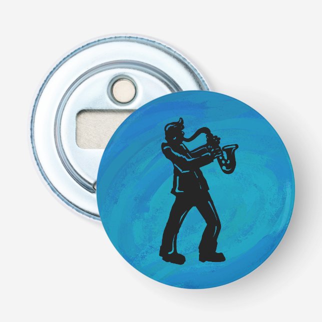 New York Boogie Nights Saxophon Blue Flaschenöffner (Vorderseite)